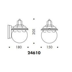 24610 APPLIQUE DA ESTERNO IP44 NERA O ANTRACITE DIFFUSORE A SFERA IN VETRO ATTACCO E27 MADE IN ITALY Surya - Cristalensi Shop On 2