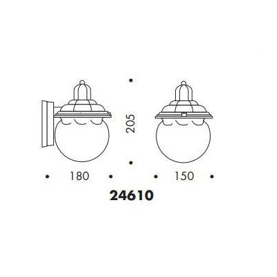 24610 APPLIQUE DA ESTERNO IP44 NERA O ANTRACITE DIFFUSORE A SFERA IN VETRO ATTACCO E27 MADE IN ITALY Surya - Cristalensi Shop On