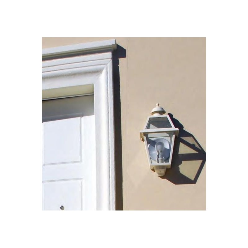 50610B APPLIQUE A LANTERNA DA ESTERNO IP44 BIANCA CON DIFFUSORE IN VETRO MADE IN ITALY Surya - Cristalensi Shop Online