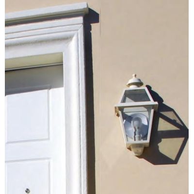 50610B APPLIQUE A LANTERNA DA ESTERNO IP44 BIANCA CON DIFFUSORE IN VETRO MADE IN ITALY Surya - Cristalensi Shop Online