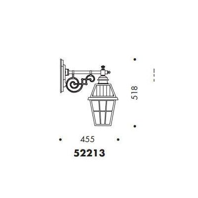 52213 LANTERNA DA PARETE PER ESTERNI IP23 COLORE NERO-RAME OPPURE SOLO NERO DIFFUSORE IN VETRO MADE IN ITALY Surya - Cristalensi