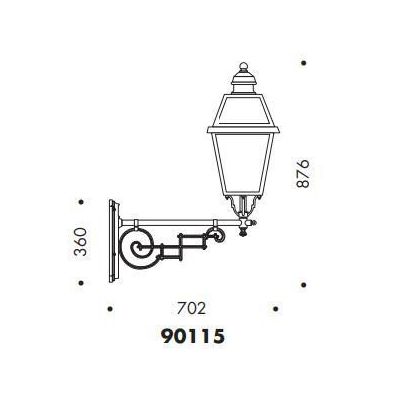 90115 LAMPADA DA PARETE CLASSICA DA ESTERNI IP23 ANTRACITE O NERA DIFFUSORI IN VETRO MADE IN ITALY Surya - Cristalensi Shop Onli