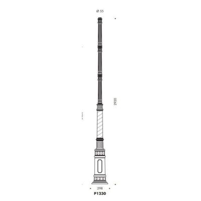 LAMPIONE DA GIARDINO ALTEZZA CM 365 IP23 NERO O ANTRACITE CON DIFFUSORE IN VETRO MADE IN ITALY Surya - Cristalensi Shop Online