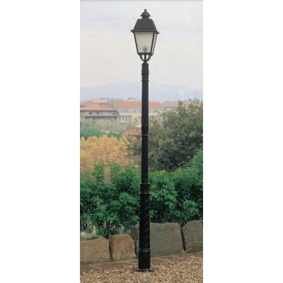 LAMPIONE DA ESTERNI ALTEZZA CM 240 IP23 NERO O ANTRACITE CON DIFFUSORE IN VETRO MADE IN ITALY Surya - Cristalensi Shop Online