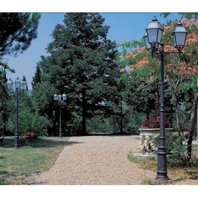 LAMPIONE CLASSICO ALTEZZA CM 310 IP23 NERO O ANTRACITE CON 3 DIFFUSORI IN VETRO MADE IN ITALY Surya - Cristalensi Shop Online