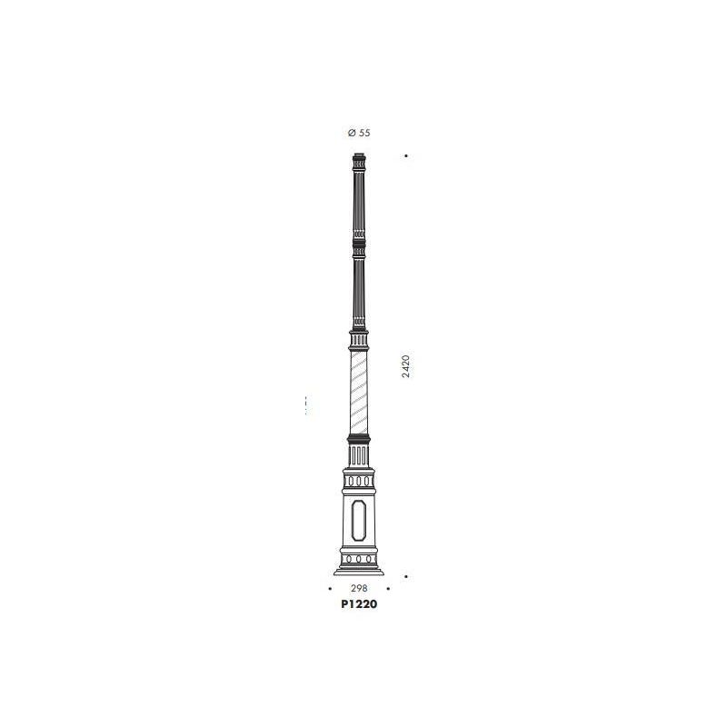 LAMPIONE CLASSICO ALTEZZA CM 310 IP23 NERO O ANTRACITE CON 3 DIFFUSORI IN VETRO MADE IN ITALY Surya - Cristalensi Shop Online