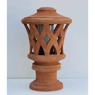 1018P PALETTO DA ESTERNI IN TERRACOTTA INTAGLIATO A MANO MADE IN ITALY ALTEZZA CM 50 IP55 ATTACCO E2 CRISTALENSI CERAMICA - Cris