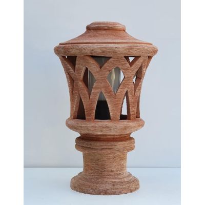 1056P PALETTO DA ESTERNI IN TERRACOTTA INTAGLIATO A MANO MADE IN ITALY ALTEZZA CM 50 IP55 ATTACCO E2 CRISTALENSI CERAMICA - Cris