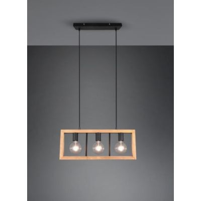 AGRA 3 SOSPENSIONE RETTANGOLARE IN LEGNO CON 3 LAMPADINE A VISTA ATTACCO E27 MODERNA TRIO LIGHTING - Cristalensi Shop Online