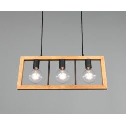 AGRA 3 SOSPENSIONE RETTANGOLARE IN LEGNO CON 3 LAMPADINE A VISTA ATTACCO E27 MODERNA TRIO LIGHTING - Cristalensi Shop Online 2