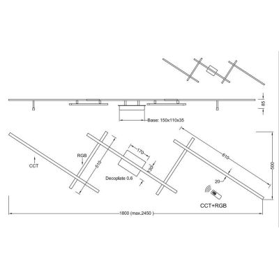ARVIN PLAFONIERA MODULARE 5 BRACCI LUCE DIRETTA E INDIRETTA LED 30W DIMMERABILE RGBW TRIO LIGHTING - Cristalensi Shop Online