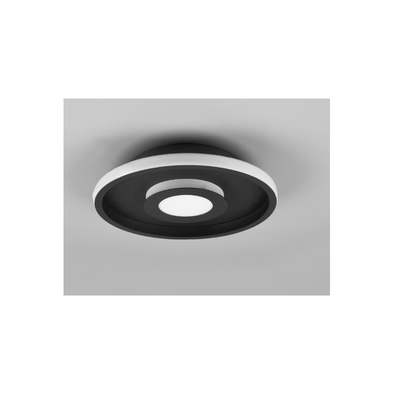 ASCARI PLAFONIERA NERA O CROMO DIAMETRO CM 30 IP44 LED 28W LUCE 3000K DIMMERABILE DESIGN MODERNO TRIO LIGHTING - Cristalensi Sho