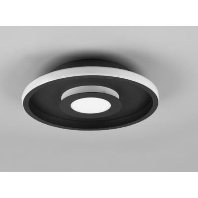 ASCARI PLAFONIERA NERA O CROMO DIAMETRO CM 30 IP44 LED 28W LUCE 3000K DIMMERABILE DESIGN MODERNO TRIO LIGHTING - Cristalensi Sho