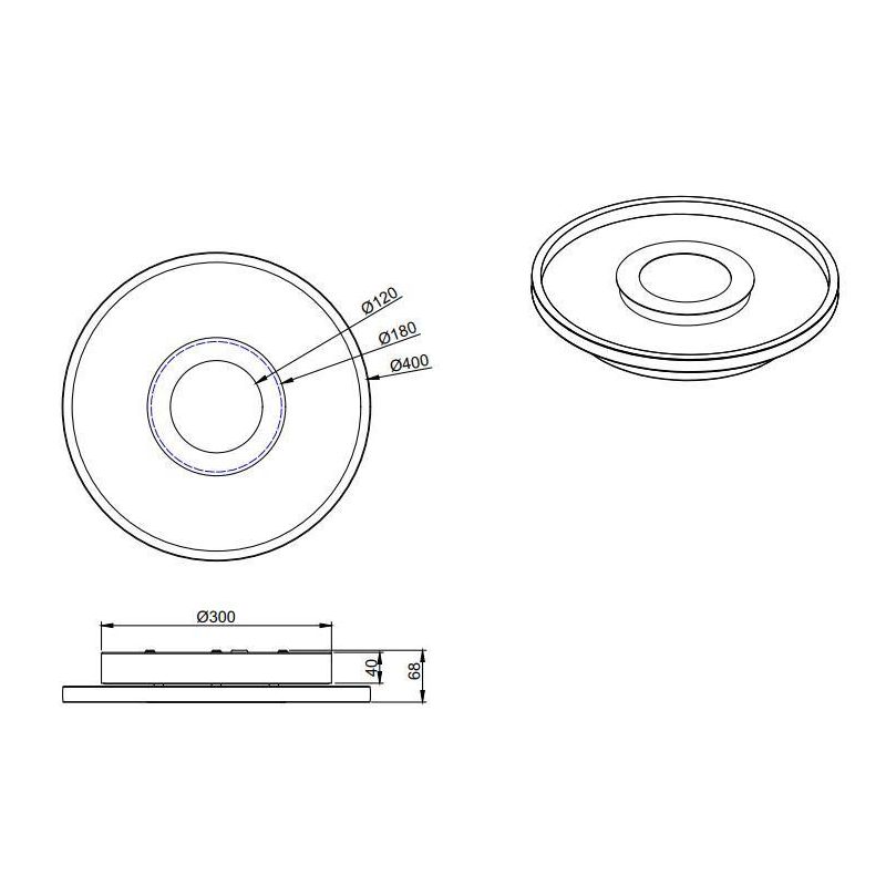 ASCARI PLAFONIERA CROMO O NERA DIAMETRO CM 40 IP44 LED 35W LUCE 3000K DIMMERABILE DESIGN MODERNO TRIO LIGHTING - Cristalensi Sho