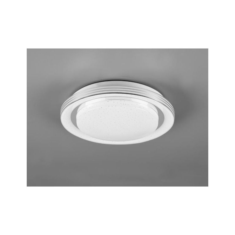 ATRIA PLAFONIERA BIANCA ROTONDA D27 LED 10,5W DIMMERABILE EFFETTO CIELO STELLATO CON TELECOMANDO RL - Cristalensi Shop Online