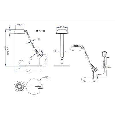 AVA LAMPADA DA TAVOLO ORIENTABILE BIANCA O NERA LED 5W TOUCH DIMMER E PRESA USB TRIO LIGHTING - Cristalensi Shop Online