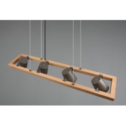 BELL SOSPENSIONE VINTAGE IN LEGNO CON 4 SPOT E METALLO ORIENTABILI LARGHEZZA CM 100 TRIO LIGHTING - Cristalensi Shop Online 2