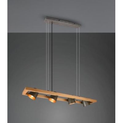 BELL SOSPENSIONE VINTAGE IN LEGNO CON 4 SPOT E METALLO ORIENTABILI LARGHEZZA CM 100 TRIO LIGHTING - Cristalensi Shop Online