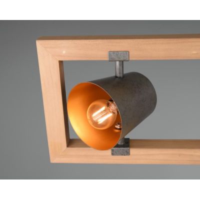 BELL SOSPENSIONE VINTAGE IN LEGNO CON 4 SPOT E METALLO ORIENTABILI LARGHEZZA CM 100 TRIO LIGHTING - Cristalensi Shop Online