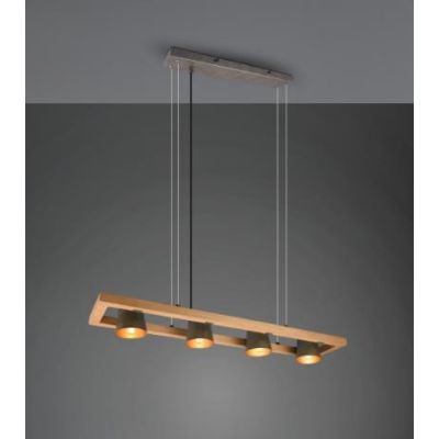 BELL SOSPENSIONE VINTAGE IN LEGNO CON 4 SPOT E METALLO ORIENTABILI LARGHEZZA CM 100 TRIO LIGHTING - Cristalensi Shop Online