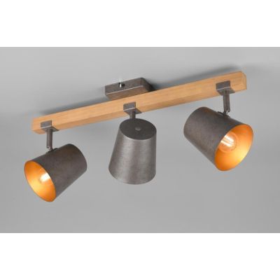 BELL BARRA CON 3 SPOT ORIENTABILI IN METALLO ANTICATO CON BASE IN LEGNO LUNGHEZZA CM 58 TRIO LIGHTING - Cristalensi Shop Online