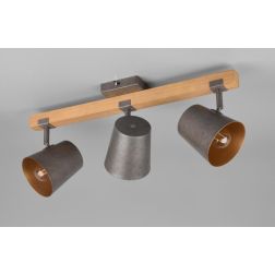 BELL BARRA CON 3 SPOT ORIENTABILI IN METALLO ANTICATO CON BASE IN LEGNO LUNGHEZZA CM 58 TRIO LIGHTING - Cristalensi Shop Online 2