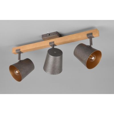 BELL BARRA CON 3 SPOT ORIENTABILI IN METALLO ANTICATO CON BASE IN LEGNO LUNGHEZZA CM 58 TRIO LIGHTING - Cristalensi Shop Online