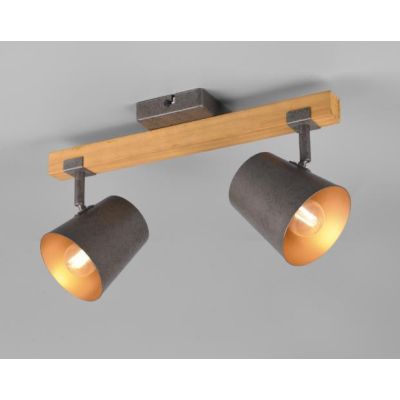 BELL BARRA CON 2 SPOT ORIENTABILI IN METALLO ANTICATO CON BASE IN LEGNO LUNGHEZZA CM 42 TRIO LIGHTING - Cristalensi Shop Online