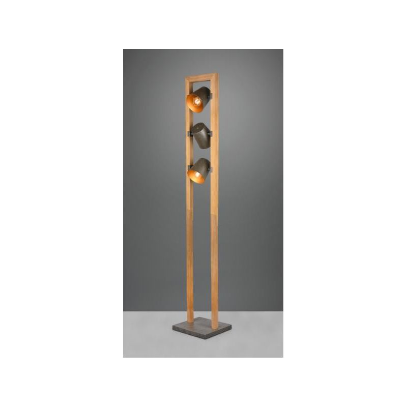 BELL PIANTANA VINTAGE IN LEGNO CON 3 SPOT ORIENTABILI IN METALLO ANTICATO ALTEZZA CM 150 TRIO LIGHTING - Cristalensi Shop Online