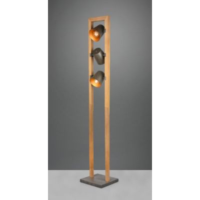 BELL PIANTANA VINTAGE IN LEGNO CON 3 SPOT ORIENTABILI IN METALLO ANTICATO ALTEZZA CM 150 TRIO LIGHTING - Cristalensi Shop Online