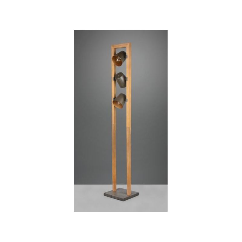 BELL PIANTANA VINTAGE IN LEGNO CON 3 SPOT ORIENTABILI IN METALLO ANTICATO ALTEZZA CM 150 TRIO LIGHTING - Cristalensi Shop Online