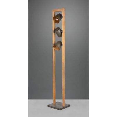 BELL PIANTANA VINTAGE IN LEGNO CON 3 SPOT ORIENTABILI IN METALLO ANTICATO ALTEZZA CM 150 TRIO LIGHTING - Cristalensi Shop Online