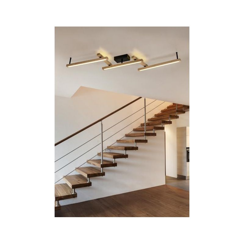 BELLARI PLAFONIERA MODULARE 5 BRACCI IN LEGNO LUCE DIRETTA E INDIRETTA LED 36W DIMMERABILE TRIO LIGHTING - Cristalensi Shop Onli