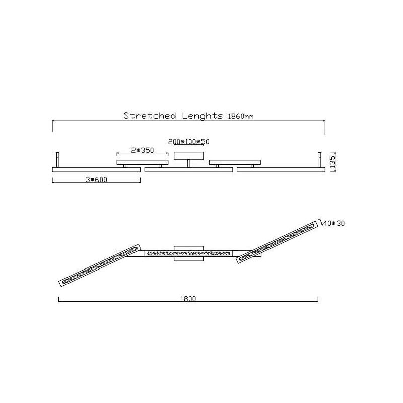 BELLARI PLAFONIERA MODULARE 5 BRACCI IN LEGNO LUCE DIRETTA E INDIRETTA LED 36W DIMMERABILE TRIO LIGHTING - Cristalensi Shop Onli