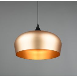 CHIRON SOSPENSIONE IN METALLO NERO CON DIFFUSORE IN OTTONE SATINATO DIAMETRO CM 45 LAMPADINA E27 TRIO LIGHTING - Cristalensi Sho