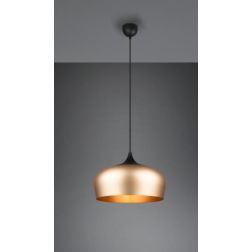 CHIRON SOSPENSIONE IN METALLO NERO CON DIFFUSORE IN OTTONE SATINATO DIAMETRO CM 45 LAMPADINA E27 TRIO LIGHTING - Cristalensi Sho 2