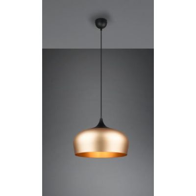 CHIRON SOSPENSIONE IN METALLO NERO CON DIFFUSORE IN OTTONE SATINATO DIAMETRO CM 45 LAMPADINA E27 TRIO LIGHTING - Cristalensi Sho