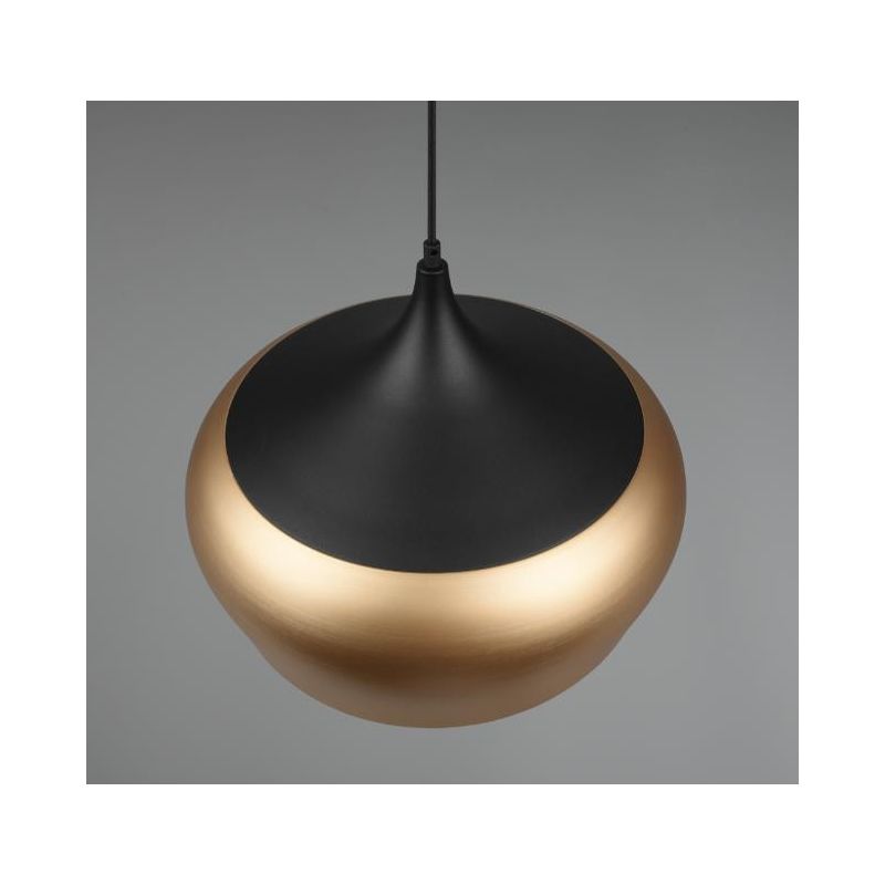 CHIRON SOSPENSIONE IN METALLO NERO CON DIFFUSORE IN OTTONE SATINATO DIAMETRO CM 45 LAMPADINA E27 TRIO LIGHTING - Cristalensi Sho