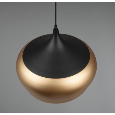 CHIRON SOSPENSIONE IN METALLO NERO CON DIFFUSORE IN OTTONE SATINATO DIAMETRO CM 45 LAMPADINA E27 TRIO LIGHTING - Cristalensi Sho