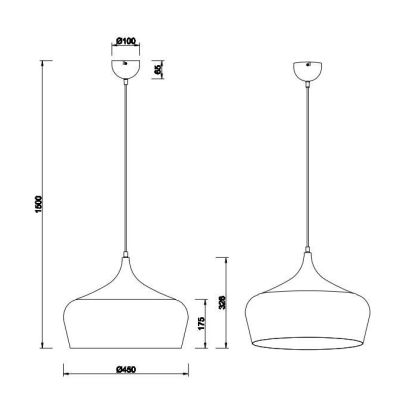 CHIRON SOSPENSIONE IN METALLO NERO CON DIFFUSORE IN OTTONE SATINATO DIAMETRO CM 45 LAMPADINA E27 TRIO LIGHTING - Cristalensi Sho