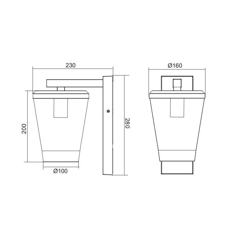 CAVADO APPLIQUE DA ESTERNO IP44 ANTRACITE CON DIFFUSORE TRASPARENTE ALTEZZA CM 28 CLASSICA TRIO LIGHTING - Cristalensi Shop Onli