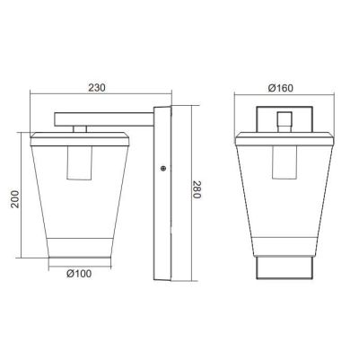 CAVADO APPLIQUE DA ESTERNO IP44 ANTRACITE CON DIFFUSORE TRASPARENTE ALTEZZA CM 28 CLASSICA TRIO LIGHTING - Cristalensi Shop Onli