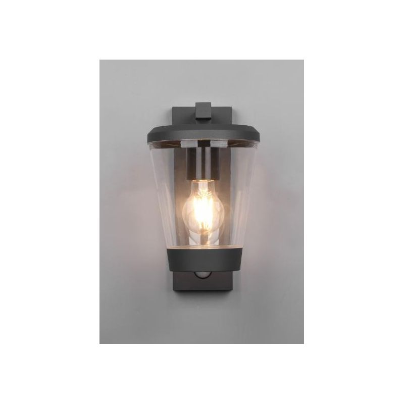 CAVADO APPLIQUE DA ESTERNO IP44 ANTRACITE DIFF. TRASPARENTE SENSORE DI MOVIMENTO H.CM 28 TRIO LIGHTING - Cristalensi Shop Online