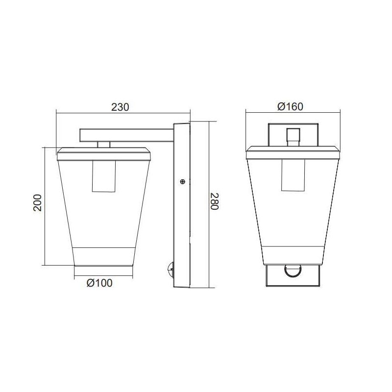 CAVADO APPLIQUE DA ESTERNO IP44 ANTRACITE DIFF. TRASPARENTE SENSORE DI MOVIMENTO H.CM 28 TRIO LIGHTING - Cristalensi Shop Online