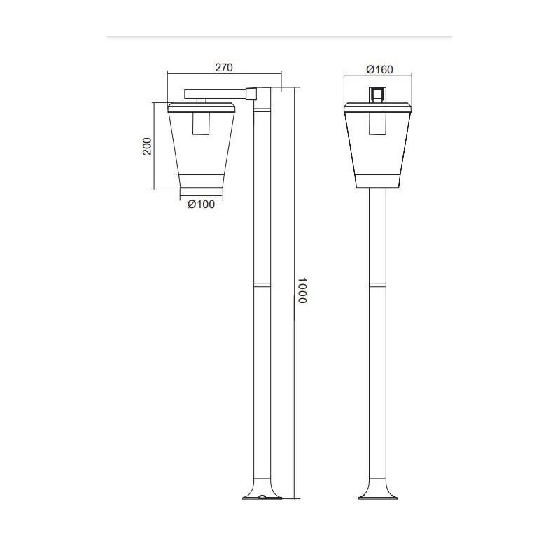 CAVADO PALETTO DA ESTERNO ALTEZZA CM 100 IP44 ANTRACITE CON DIFFUSORE TRASPARENTE TRIO LIGHTING - Cristalensi Shop Online