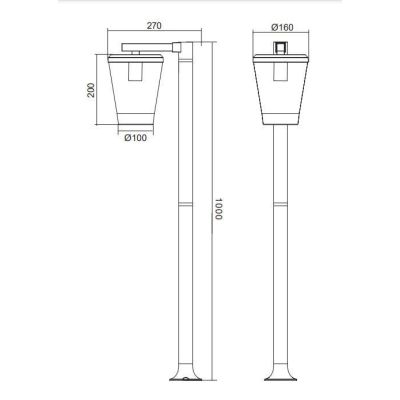 CAVADO PALETTO DA ESTERNO ALTEZZA CM 100 IP44 ANTRACITE CON DIFFUSORE TRASPARENTE TRIO LIGHTING - Cristalensi Shop Online