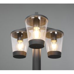 CAVADO LAMPIONE DA GIARDINO ALTEZZA CM 220 IP44 IN METALLO ANTRACITE CON 3 DIFFUSORI TRASPARENTI TRIO LIGHTING - Cristalensi Sho 2