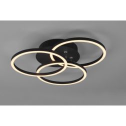 CIRCLE PLAFONIERA BIANCA, NERA O ACCIAIO CON 3 CERCHI ORIENTABILI LED 27W DIMMERABILE CON TELECOMANDO RL - Cristalensi Shop Onli