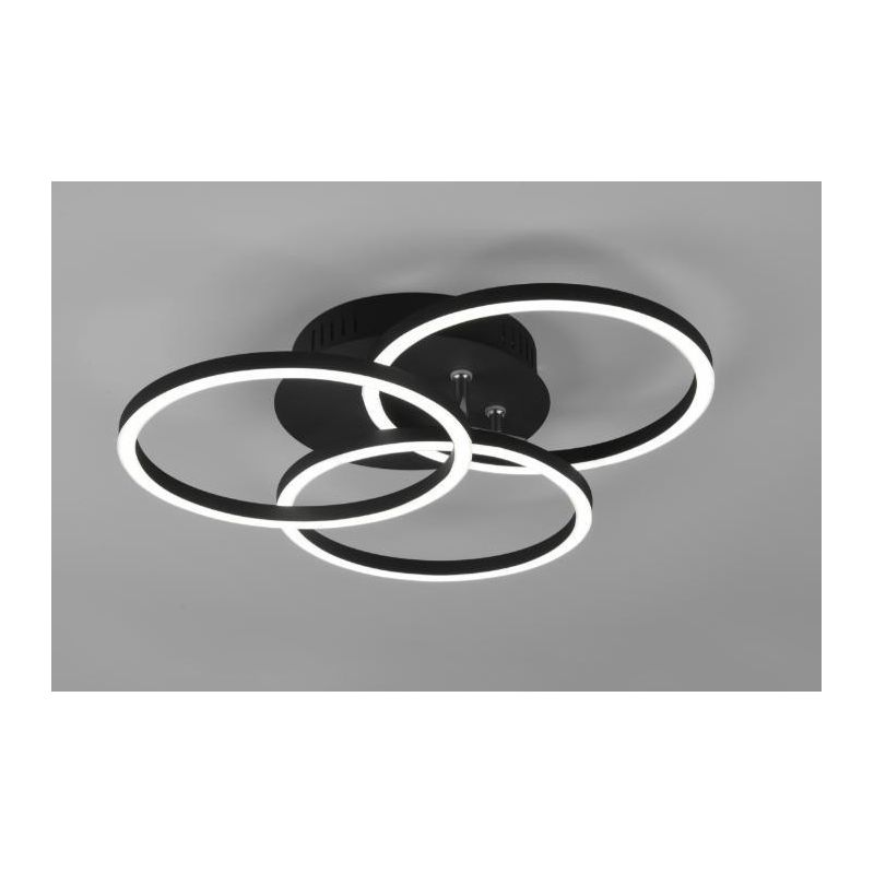 CIRCLE PLAFONIERA BIANCA, NERA O ACCIAIO CON 3 CERCHI ORIENTABILI LED 27W DIMMERABILE CON TELECOMANDO RL - Cristalensi Shop Onli