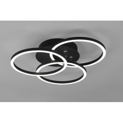 CIRCLE PLAFONIERA BIANCA, NERA O ACCIAIO CON 3 CERCHI ORIENTABILI LED 27W DIMMERABILE CON TELECOMANDO RL - Cristalensi Shop Onli